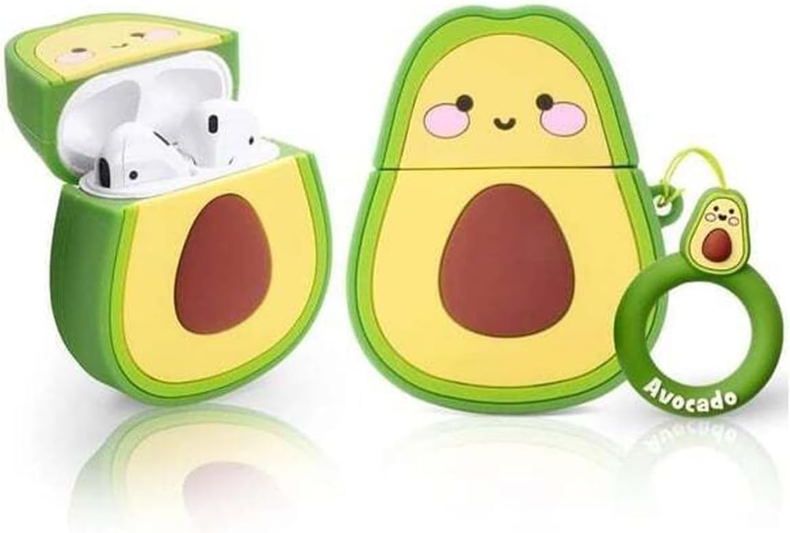 AirPods ile uyumlu 4.Nesil True Wireless Earbuds Sert Kulaklık Kılıfı Yumuşak Soft Dokunuş Karakter Görünümlü Cartoon Kılıf (Avakado, AirPods 4.Nesil)