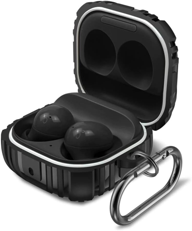 Samsung Galaxy Buds Live için Kılıf Military Darbe Emici + Askılık Siyah [Buds Live ile Uyumlu Kılıf - Siyah]