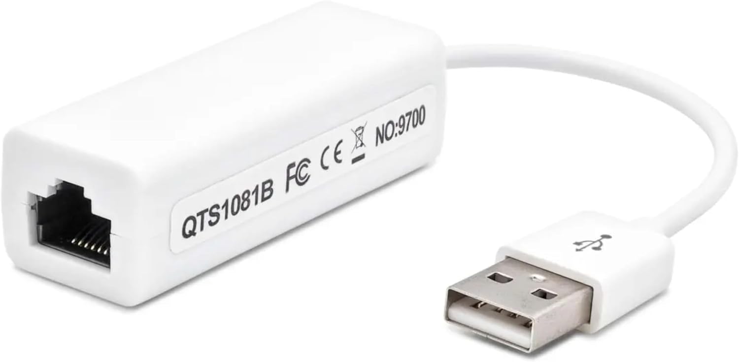 Ethernet Adaptörü 10/100 Mbps - RJ45 Kablolu İnternet Dönüştürücü, Bilgisayar ve Laptop Uyumlu Lan Ağ Kartı, Beyaz