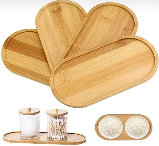 Oval Doğal Bambu Sunum Tabağı - 23x12 cm Yuvarlak Hatlı Düz Servis Tepsisi - Sushi, Tatlı ve Kahve Sunumluk