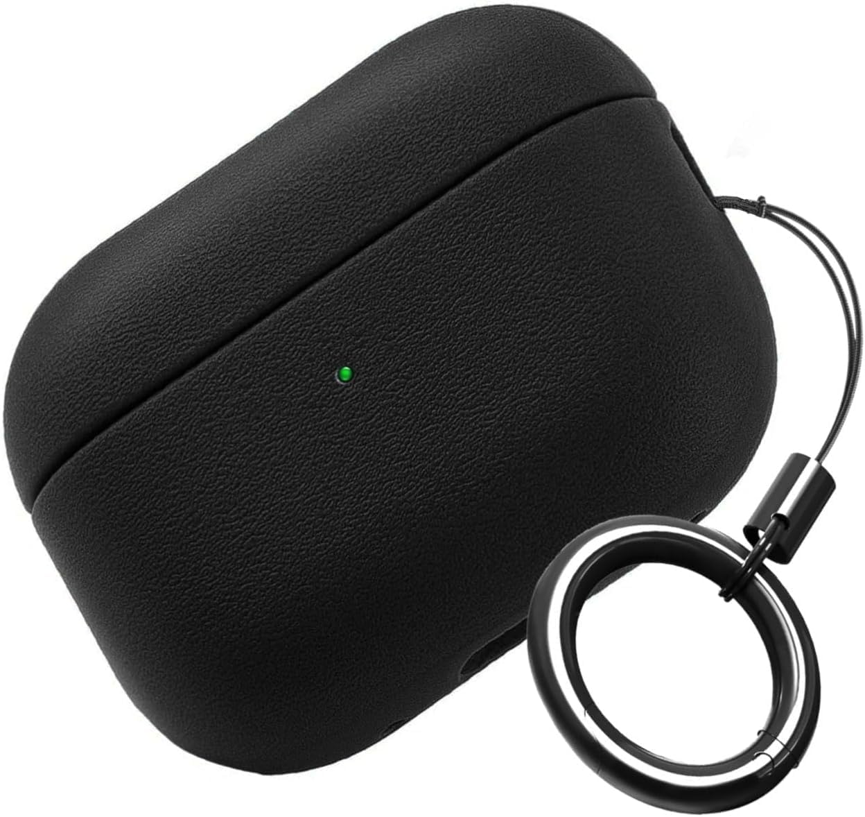 Airpods Pro 3 ile Uyumlu Leather Skin Parmak izi Tutmayan ve Çizilmeyen Dış Yüzeye Sahip Mükemmel Koruma Sağlayan Orta Sertlikte Silikon Kılıf (Siyah, Airpods Pro 3. Nesil 2025)