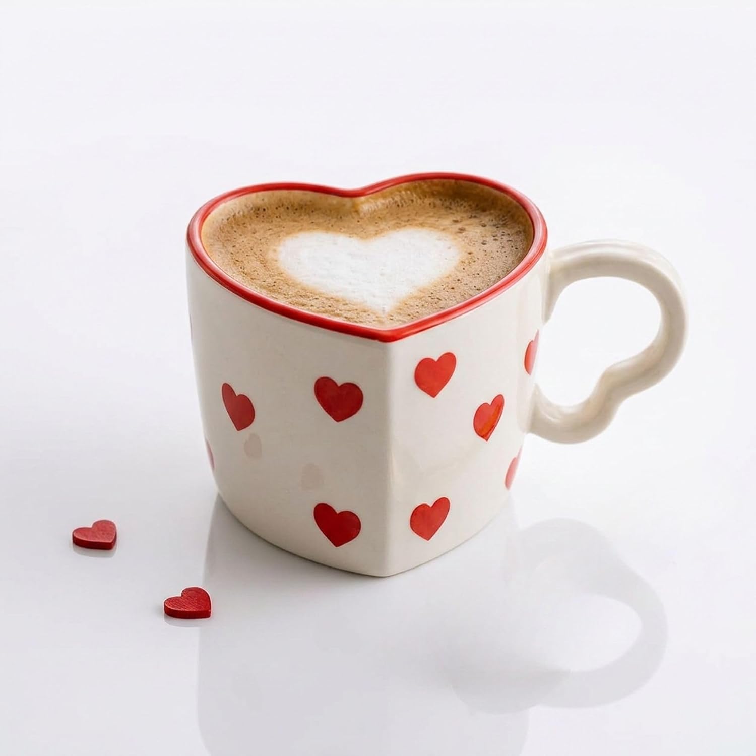 Kalp Tasarımlı El Yapımı Seramik Kahve Kupası – Sevgiliye Hediye Çay ve Kahve Mug Kupa - 300 ml