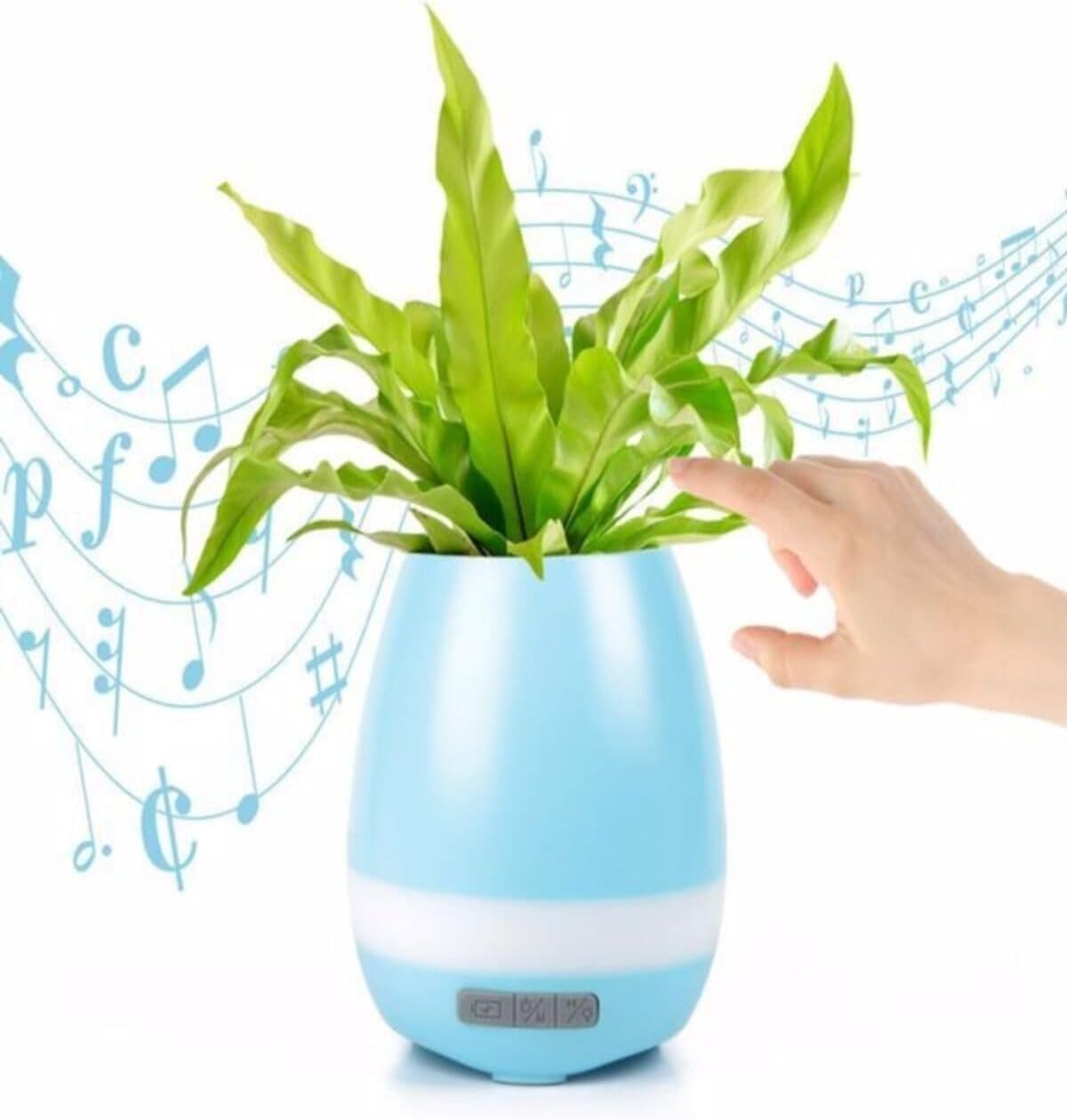 Akıllı Saksı Bluetooth Hoparlör Dokunmatik Işıklı Gece Lambası Mp3 Çalar(MAVİ)