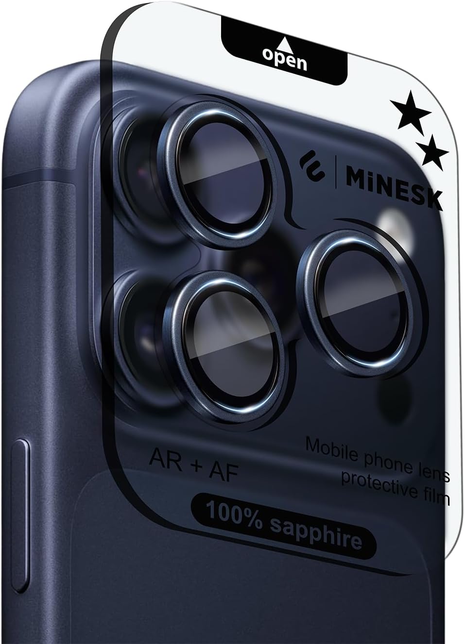 iPhone 17 Pro / 17 Pro Max / 16 Pro / 16 Pro Max ile Uyumlu%100 Orijinal Gerçek Safir Cam Cihazın Kendi Lensleri ile Aynı Kalitede Lens Koruyucu Kamera Camı (Lacivert)