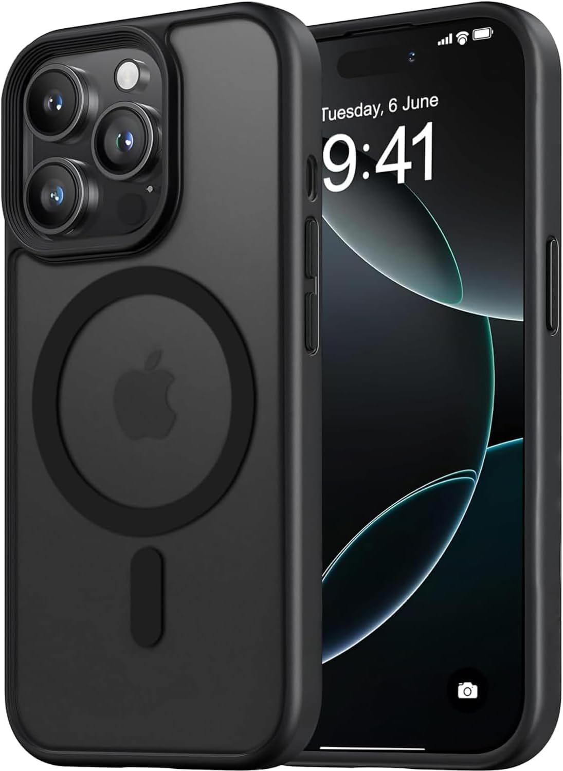 iPhone 13 ve 14 için Magsafe ile Uyumlu Fusion Mat Serisi Kaliteli Orijinal Versiyon Kılıf Metal Tuş Takımı ve Ultra Güçlü Gerçek Mıknatıslar Şık Tasarım Kılıf (Siyah, 13-14)
