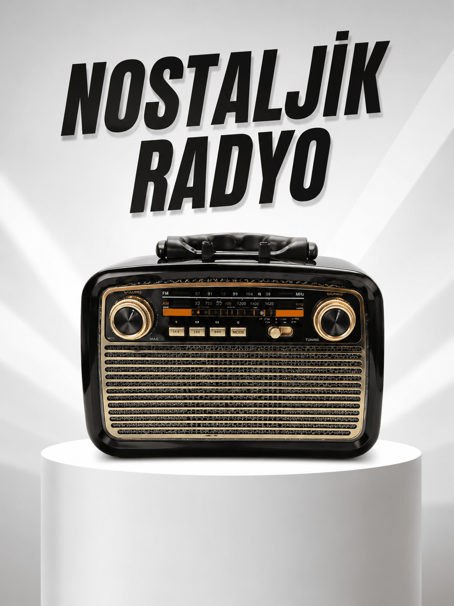 Müzik Kutusu Bluetooth Bağlantılı El Fenerli Nostaljik Tasarım Radyo