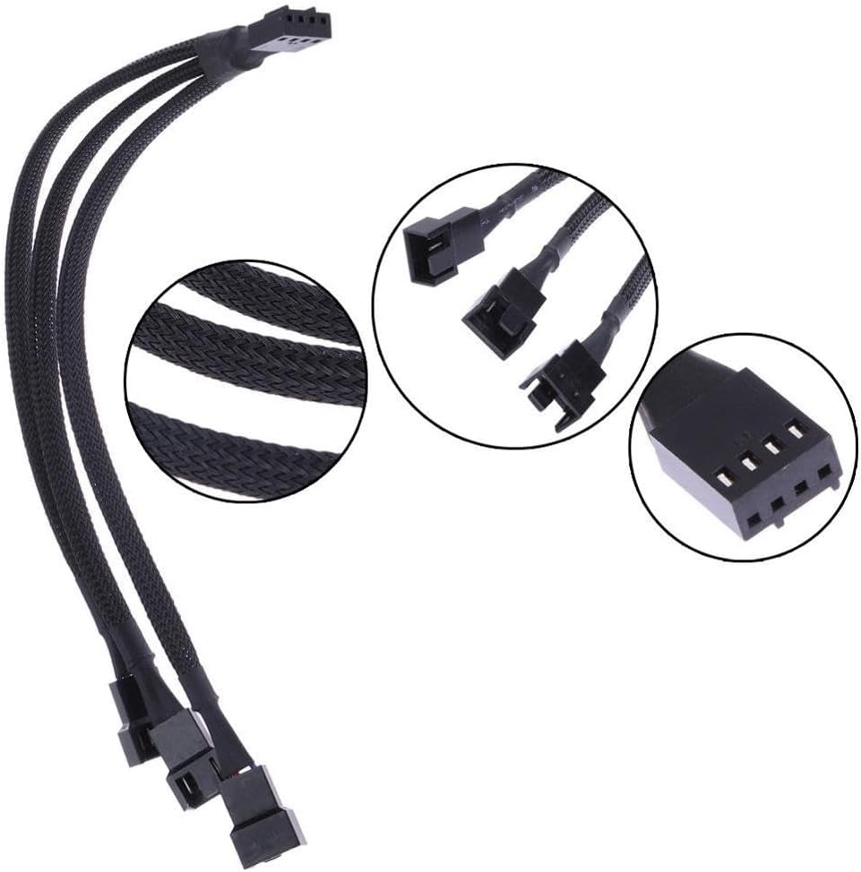 5353 3'lü Fan Çoklayıcı 3 Port Y Pwm 4 Pin Splitter Çoklayıcı Switch Örgülü Kablosu (5353-3'lü)