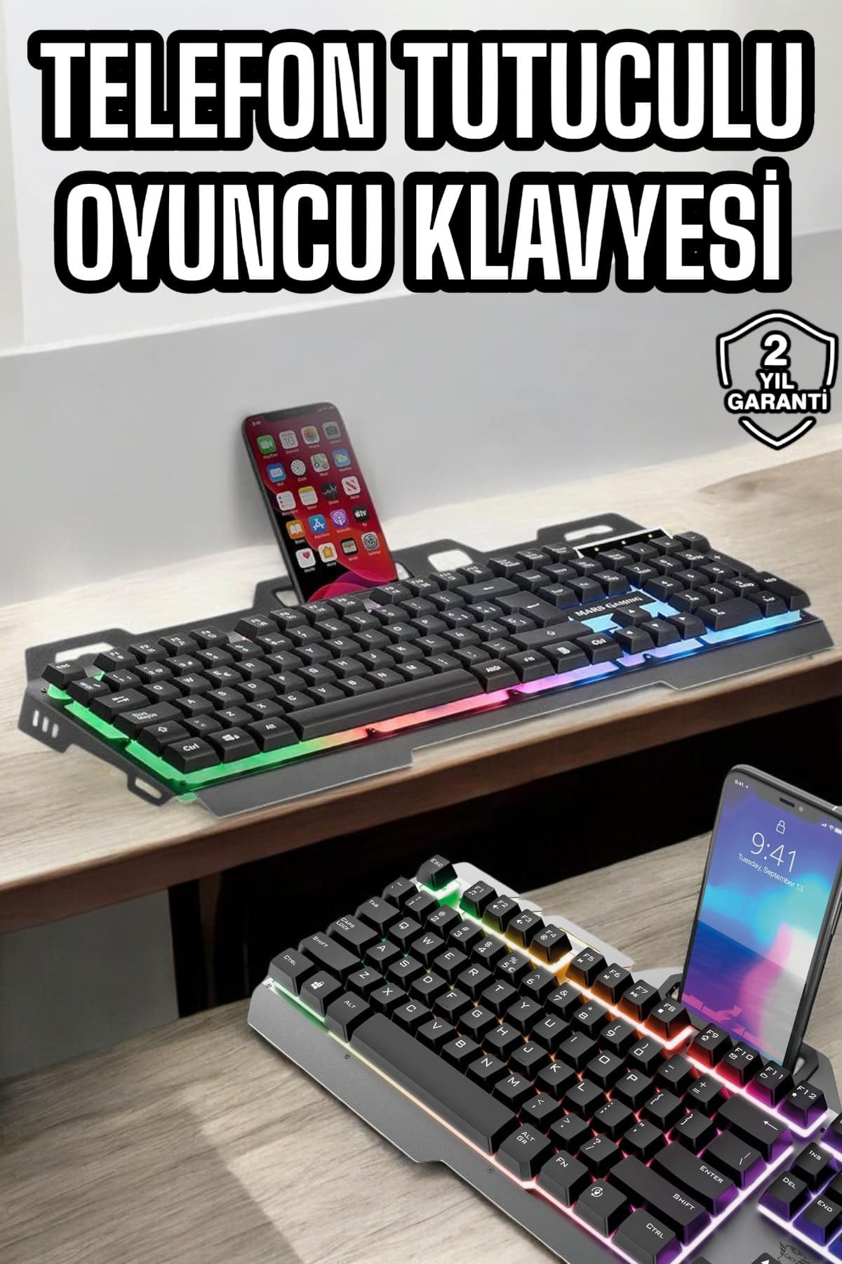 Oyuncu Klavyesi Q Klavye RGB Işıklı Mouse Hediyeli
