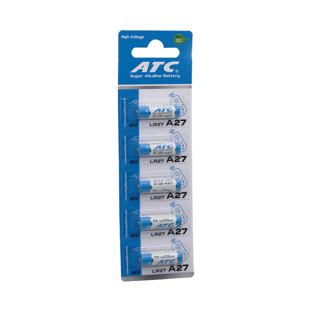 Atc Super Alkaline Battery A27 - 27A LR27 Araç - Oto Kumanda Pili 12V 5Lİ Kart