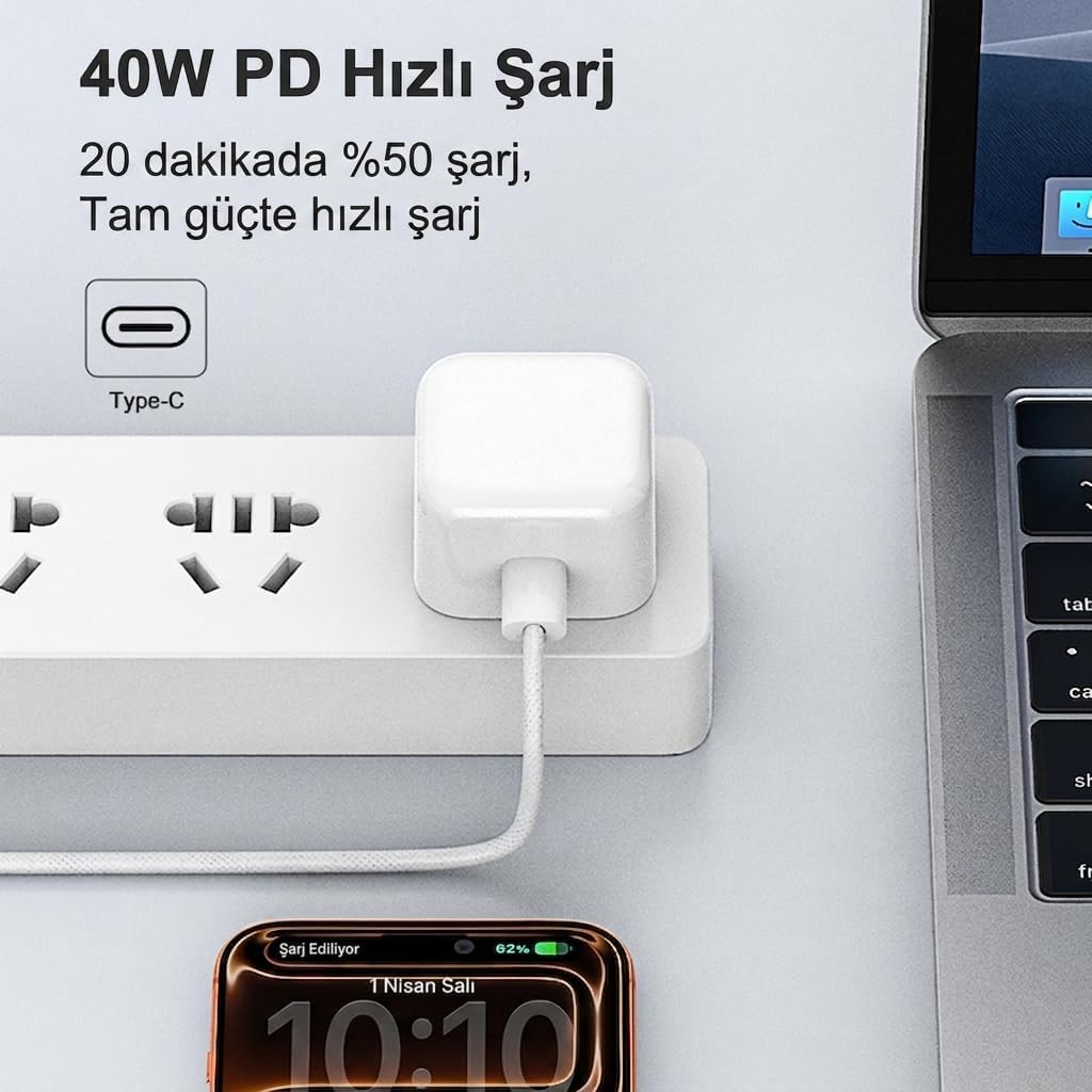 YK94 40W PD Destekli Type-C Hızlı Şarj Cihazı
