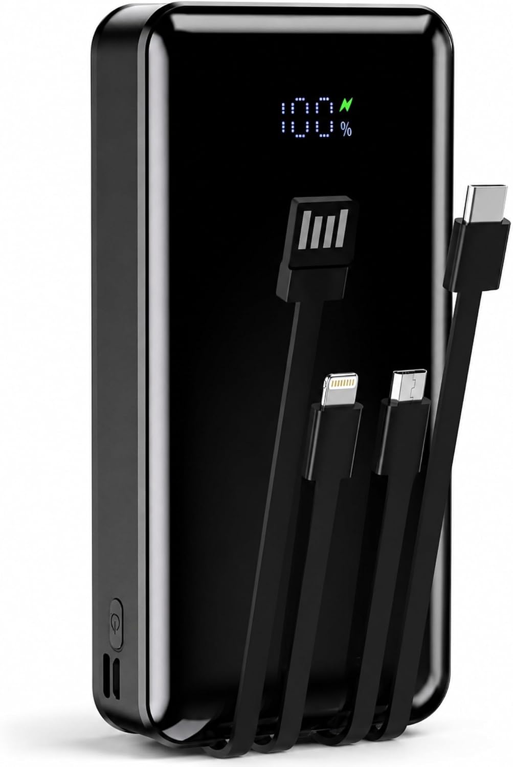 20000mAh Dahili Çoklu Kablolu Powerbank, Dijital Göstergeli Taşınabilir Şarj Cihazı, Yüksek Şarj Kapasiteli, Ofis Okul Seyahat Kamp İçin Hızlı Şarj Destekli Type-C Lightning Uyumlu Powerbank