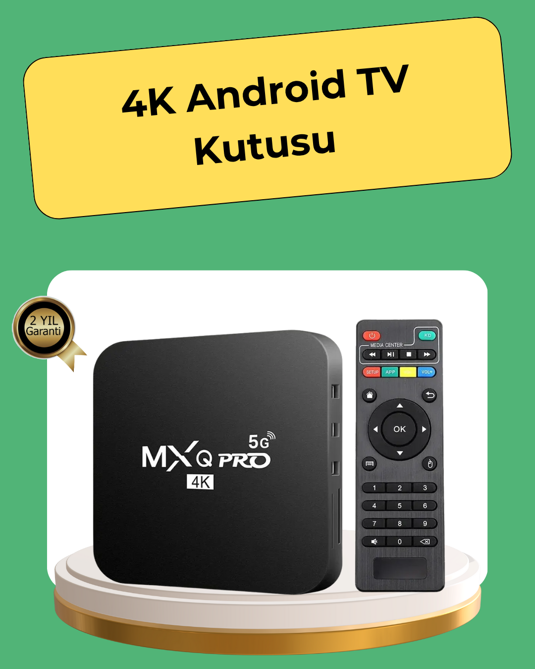 4K Ultra HD TV Box – 2GB RAM, 16GB Hafıza, Android Akıllı Medya Oynatıcı