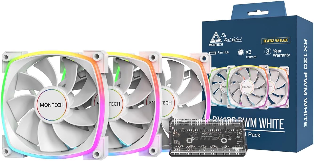 RX120 PWM Beyaz Reverse Fan Blade 3'lü Paket + Hub Controller ARGB