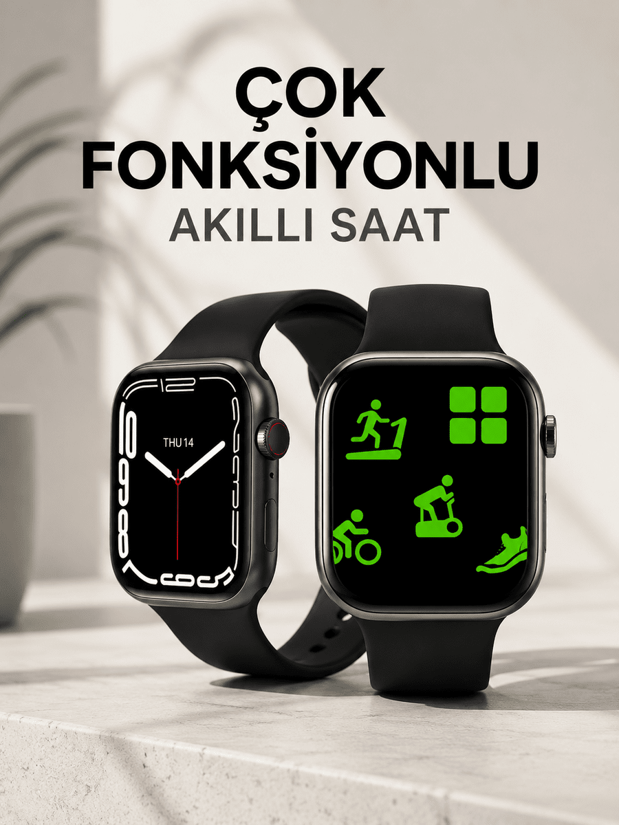 Akıllı Saat Tema Değiştirme Uyku ve Sağlık Takibi Sesli Asistan Bildirim Görme