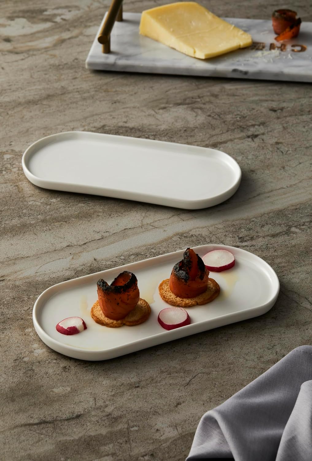 Pera 22 cm 2’li Oval Sunum Tabağı | Premium Porselen | Toksinsiz & Doğal