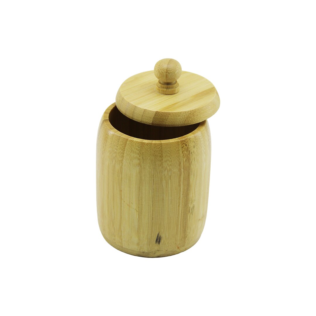 NO-8 Ahşap - Bambu Şekerlik Kapaklı Çap: 7.5CM Derinlik: 8.5CM