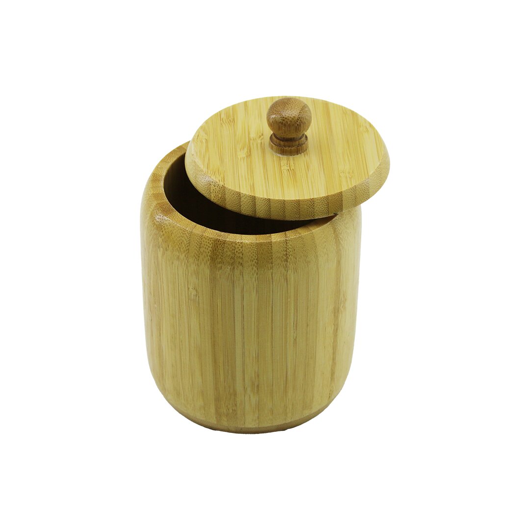 NO-10 Ahşap - Bambu Şekerlik Kapaklı Çap: 9CM Derinlik: 10.5CM