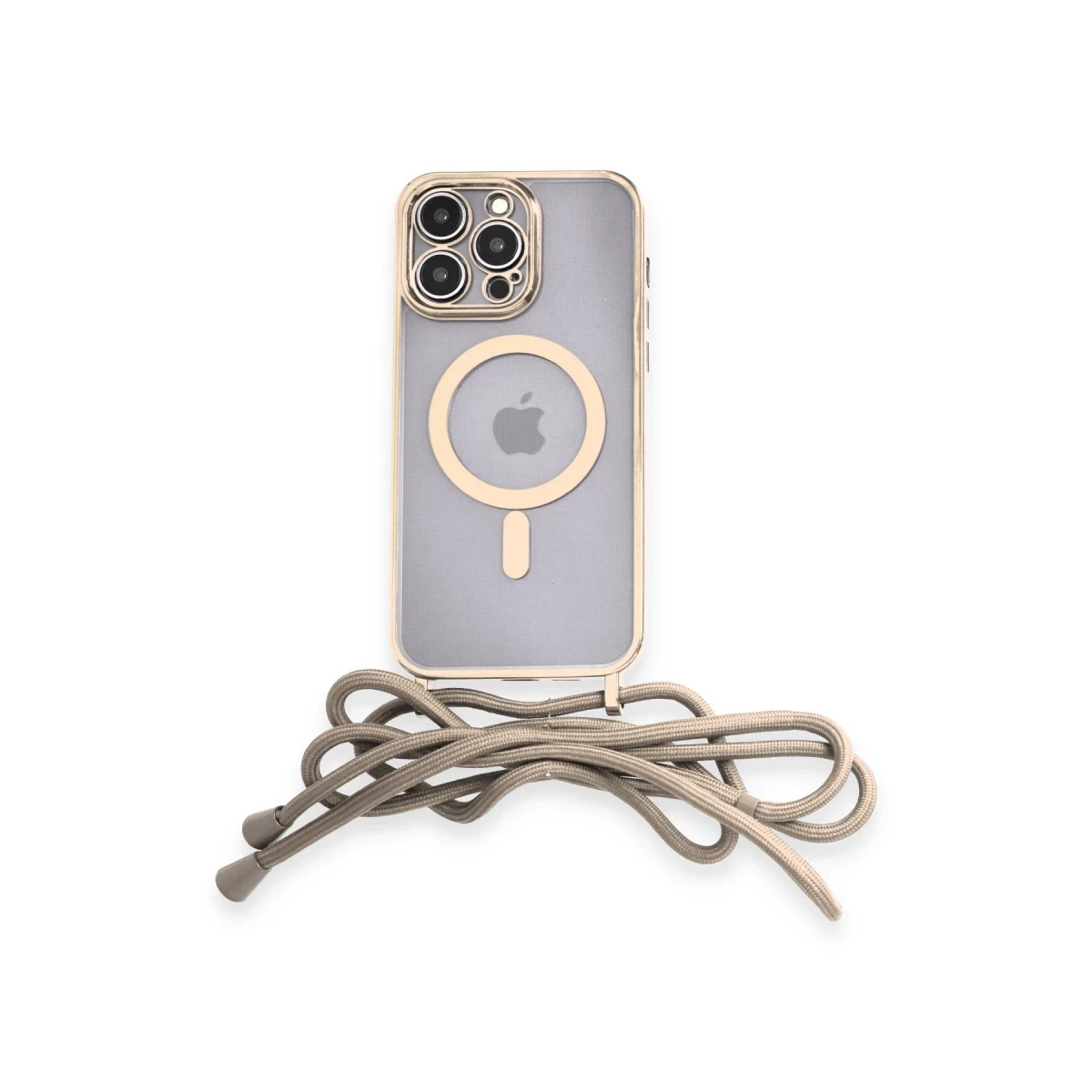 Apple iPhone 12 Pro Kılıf Divo Lazer Askılı Magsafe Kapak - Gold