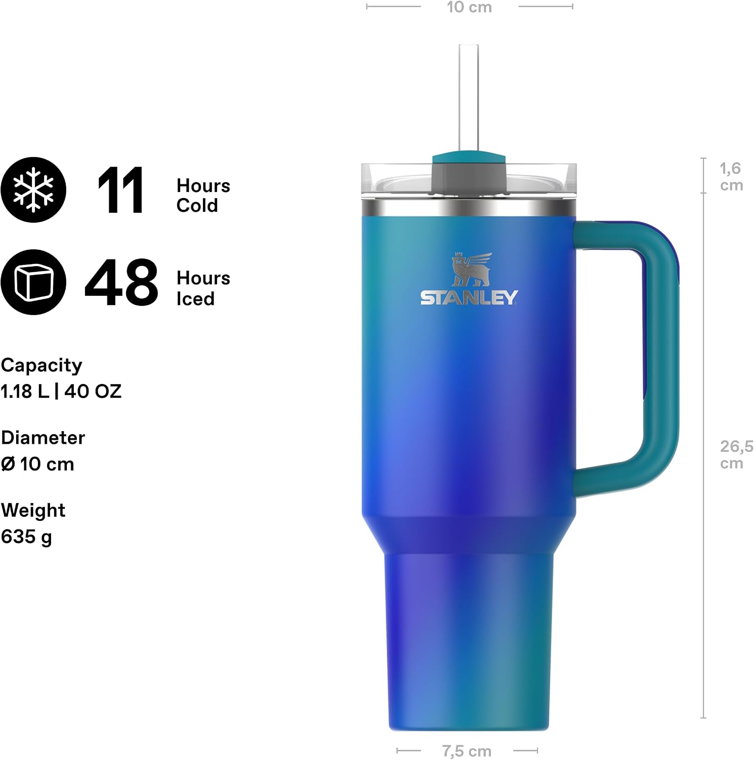 Quencher H2.0 FlowState Pipetli Termos Bardak 1.18 Litre - Sea Glass Aura | Paslanmaz Çelik