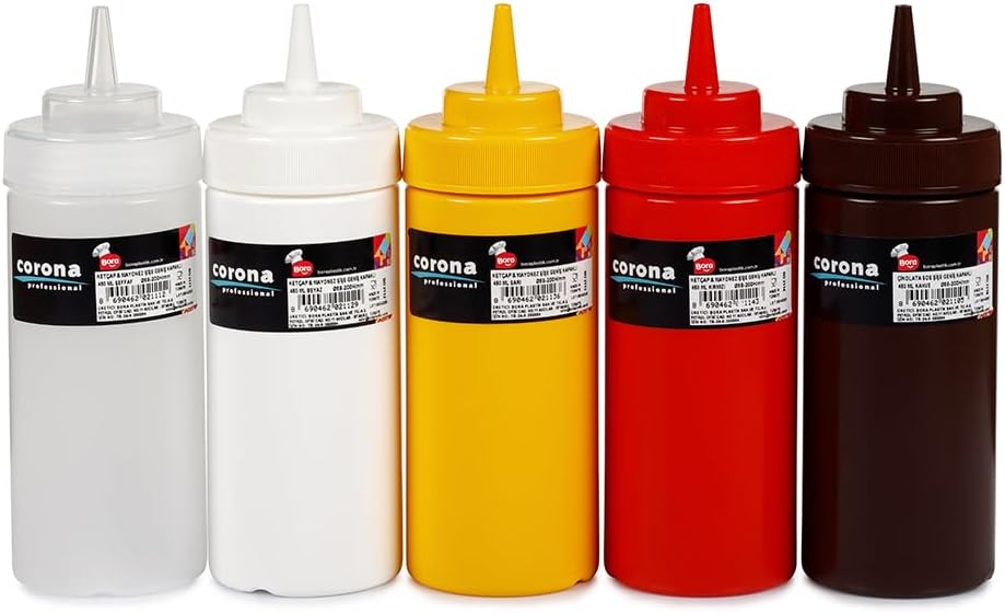 Geniş Kapaklı Ketçap ve Mayonez Dispenseri Şişesi, 450 ml Kapasite, Sarı