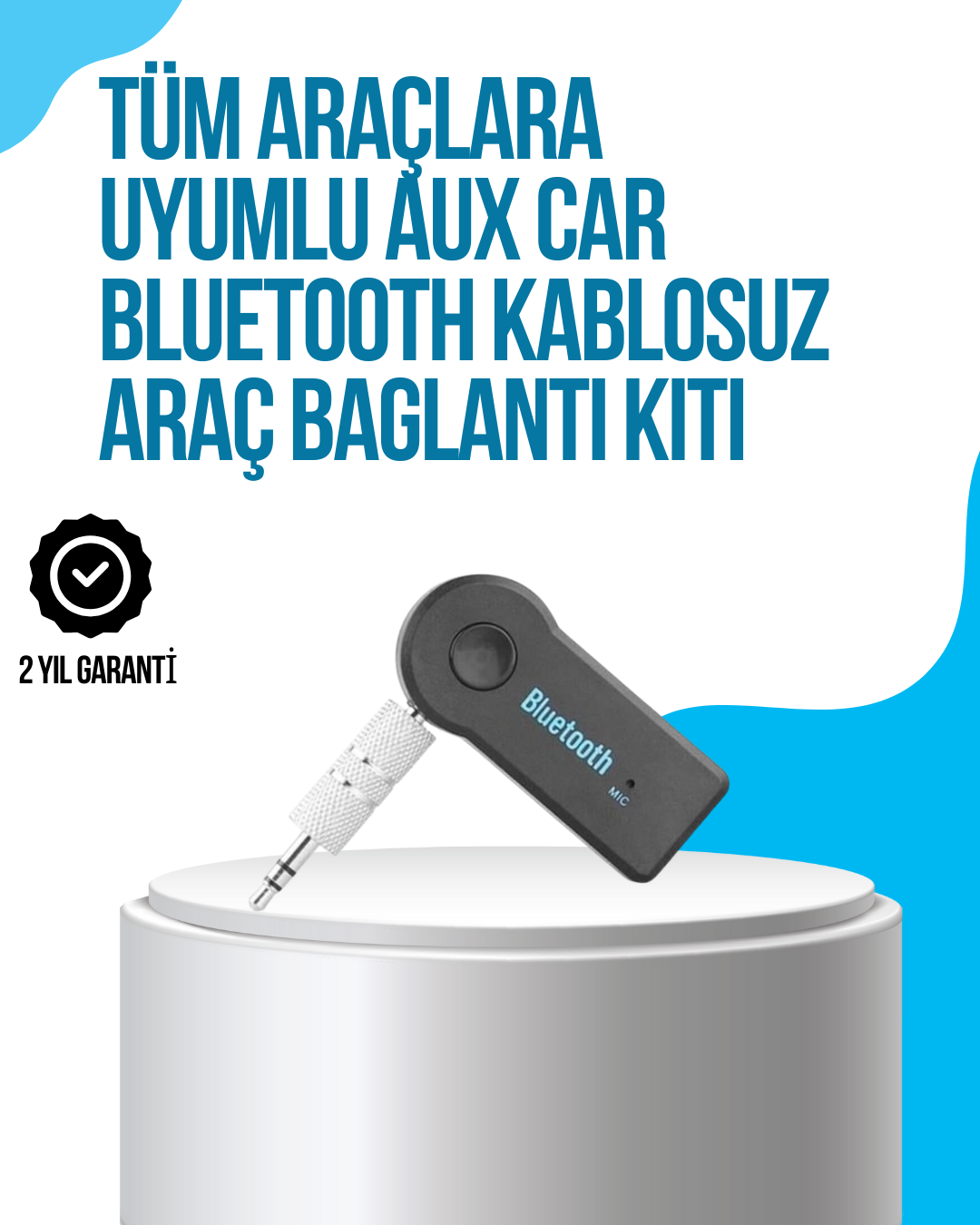 Araç İçi Bluetooth AUX Müzik ve Telefon Görüşmesi Adaptörü