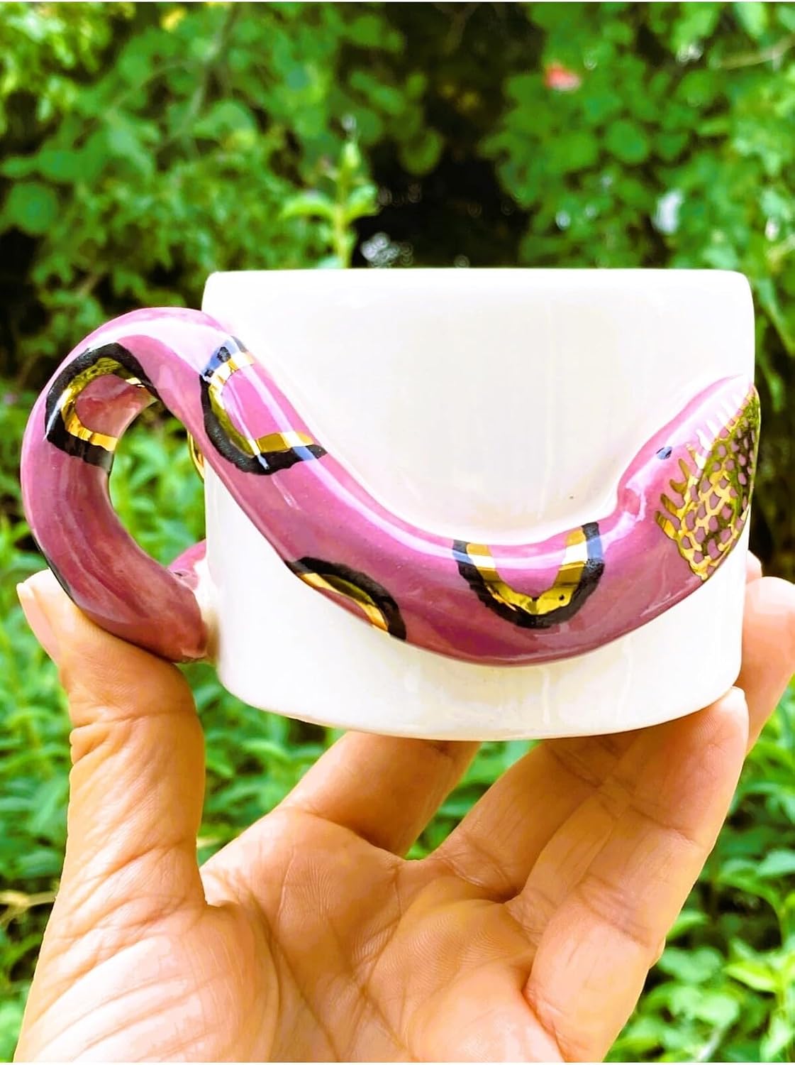 24 Ayar Altın Işlemeli, Yılan Kabartmalı, El Yapımı, Hediyelik Mug 220 ml, Snake Mug