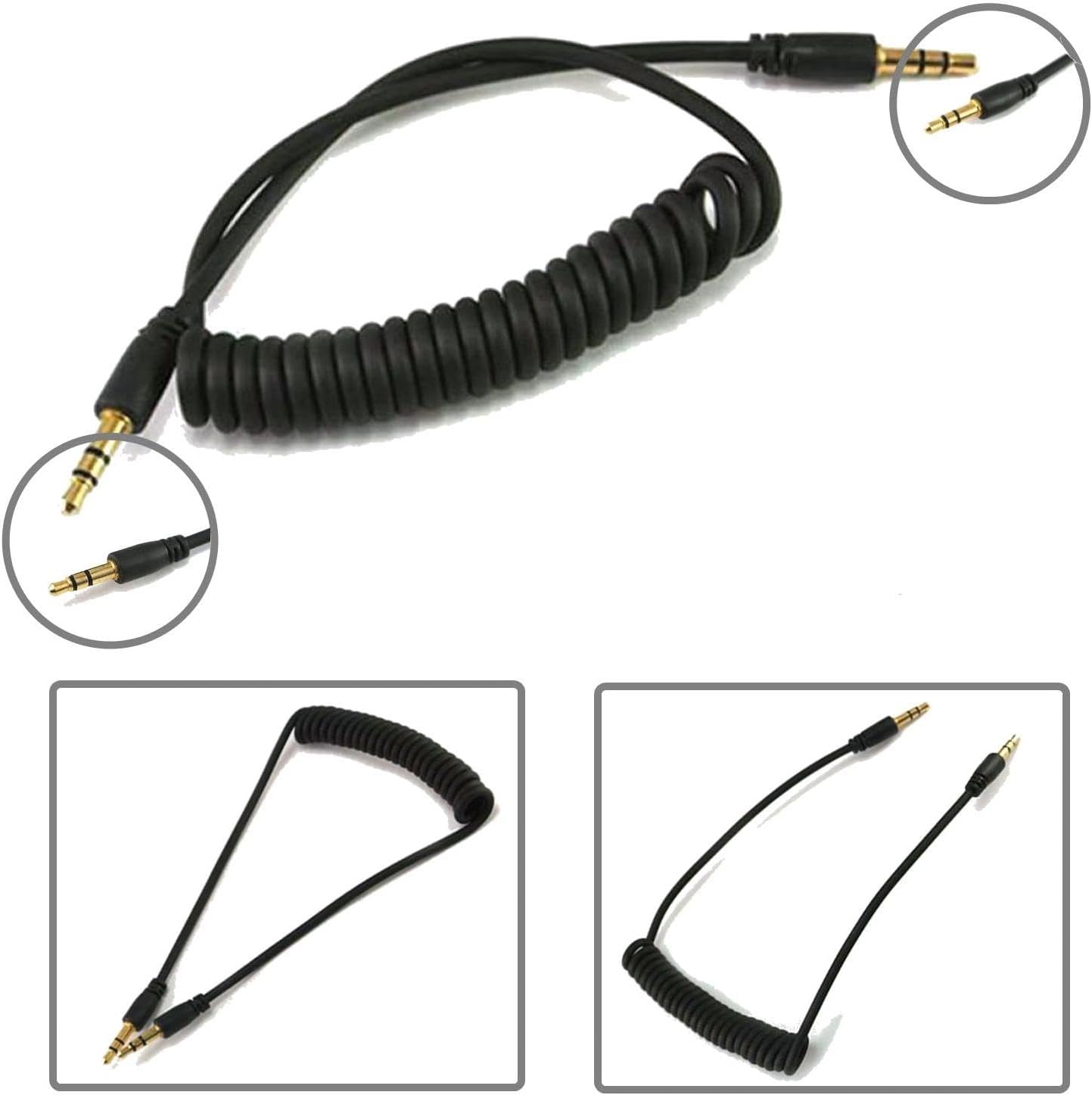Spiralli Aux 3.5mm Kulaklık Ses Aktarma Kablosu