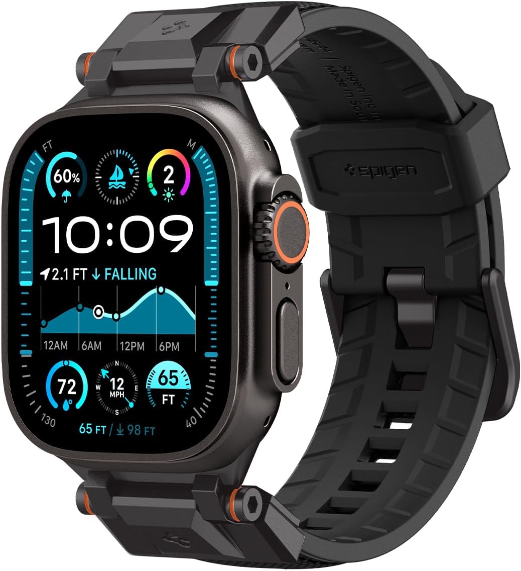 Apple Watch 49/46/45mm Ultra 3/2/1 / Seri 11/10/9/8/7 ile Uyumlu Kordon Kayış Band DuraPro Armor Black Edition - AMP09229