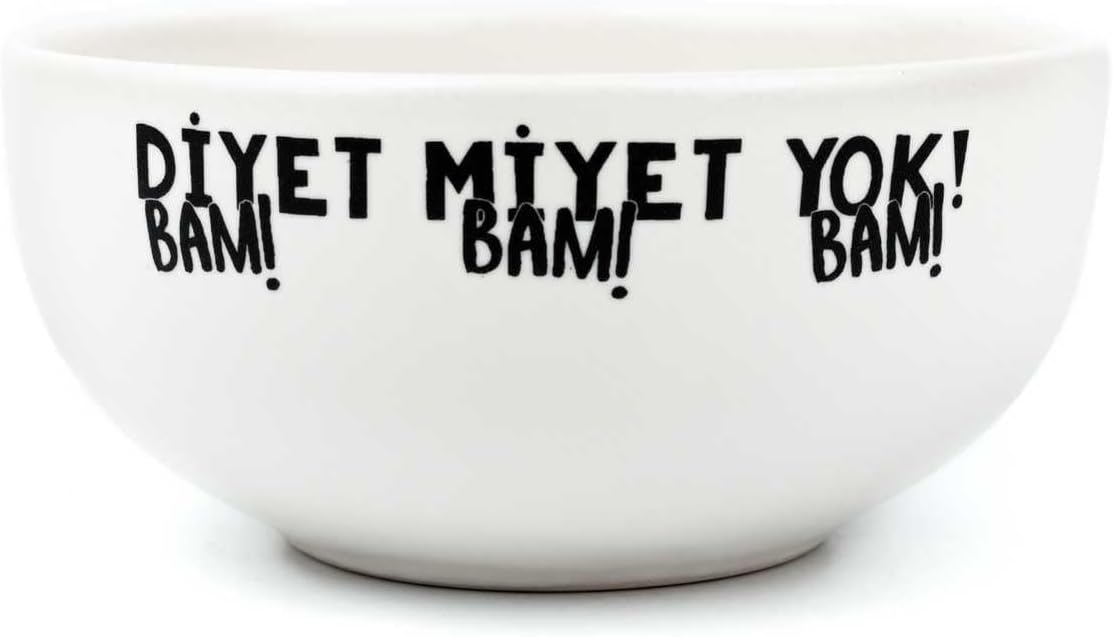 Diyet Miyet Yok! Krem Seramik Kase - Hediye Seramik Kase