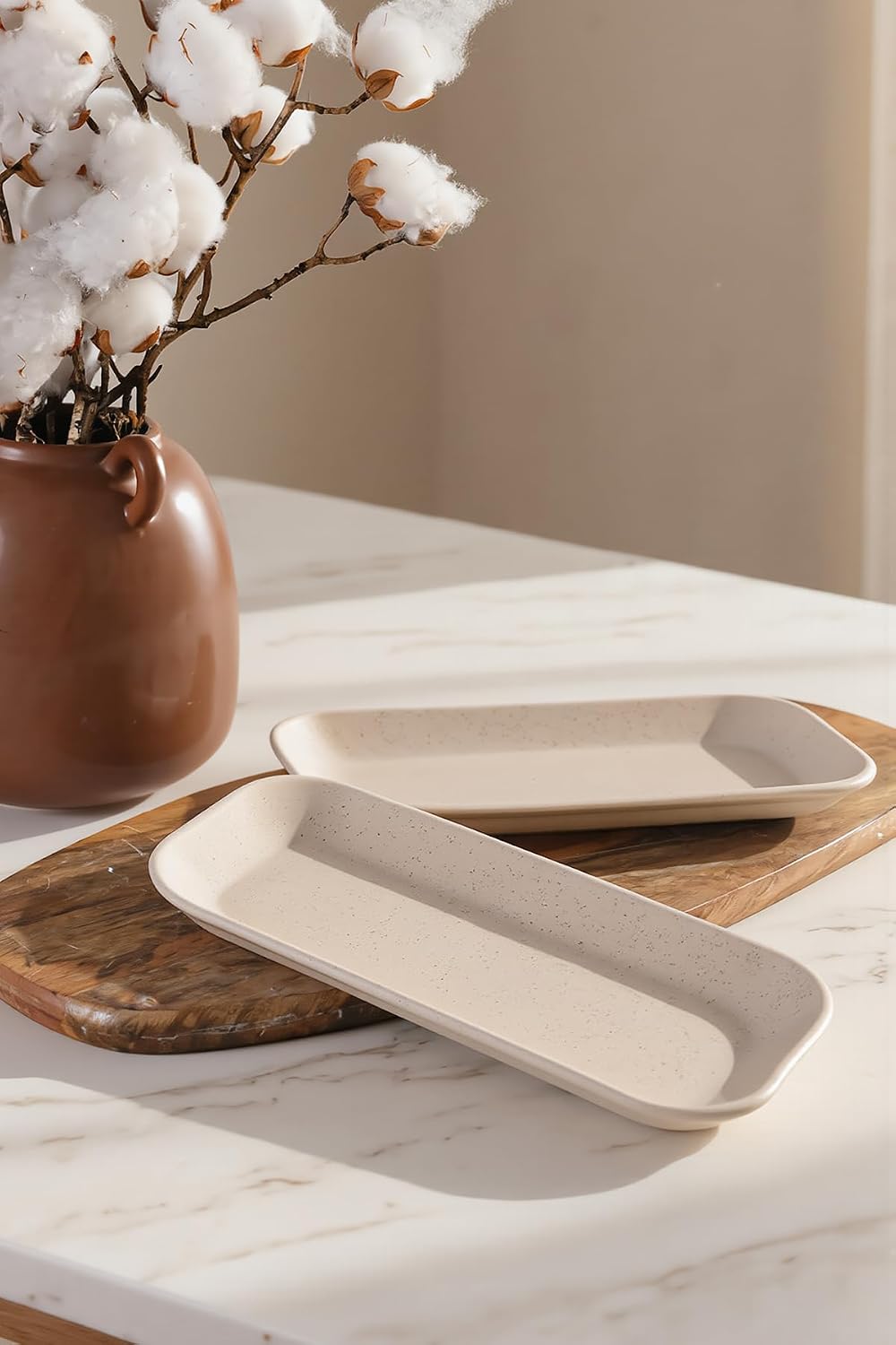 Mat Krem Pergamon Kayık Tabak 26 Cm 2 Adet 040