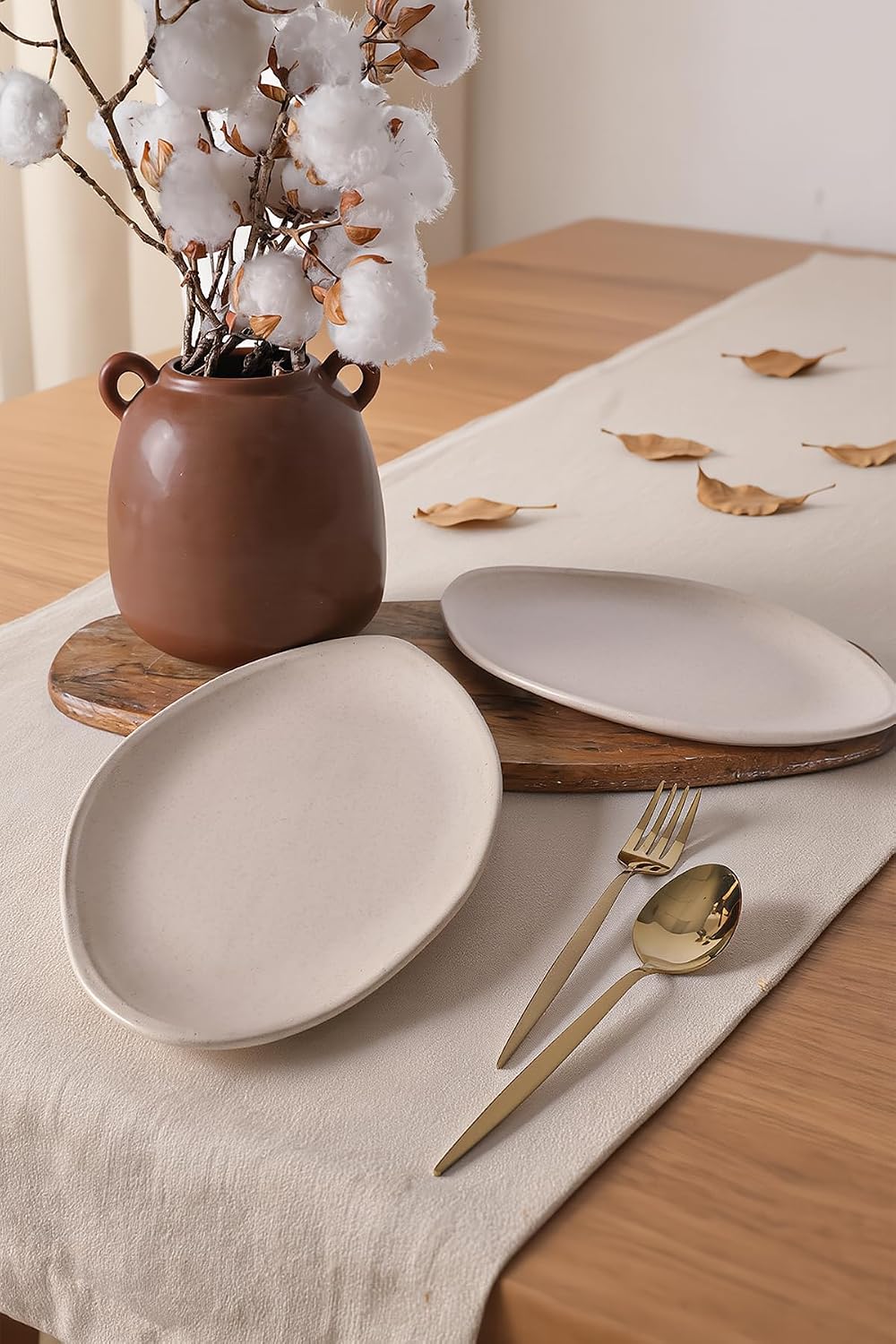 Mat Krem Bloom Kayık Tabak 31 Cm 2 Adet 040