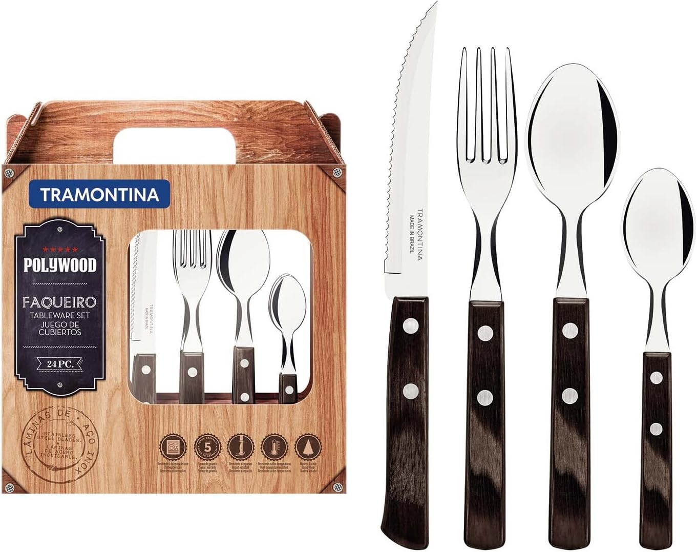 Churrasco 21199/905 Çatal, Kaşık, Biftek-Steak Bıçağı Seti (24 lü Kutu)​