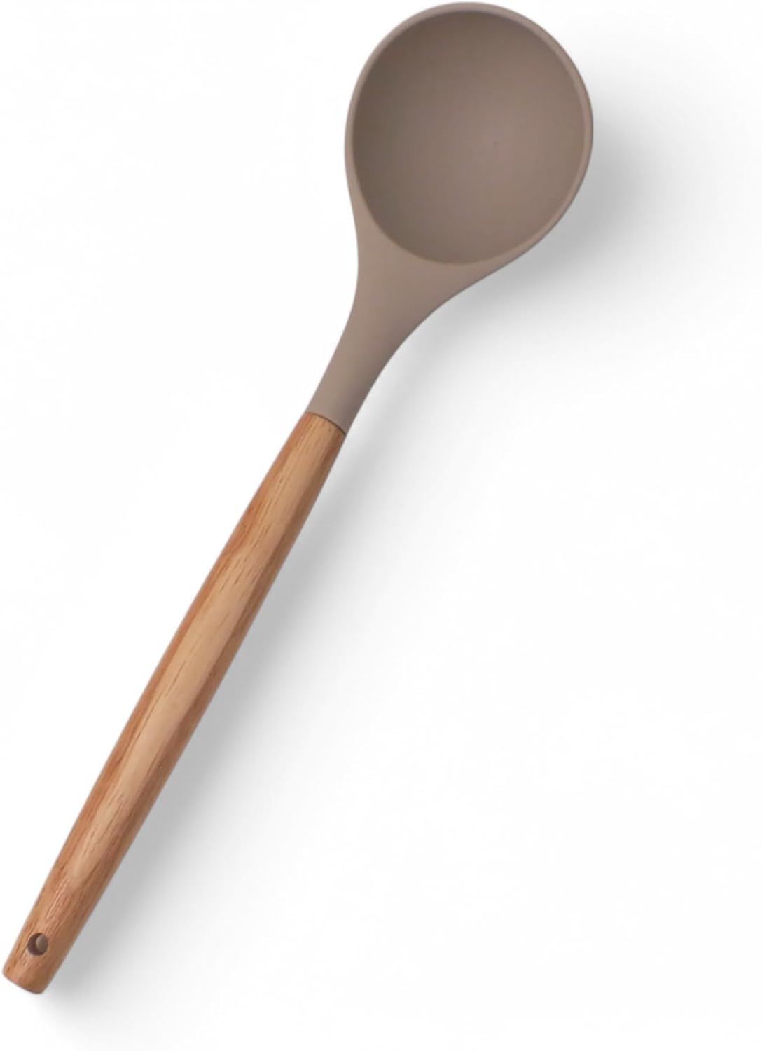Bambu Saplı Silikon Kepçe, Bambu Uzun Silikon Çorba ve Sos Kepçesi 27cm 3 Renk Seçenekli (TABA)