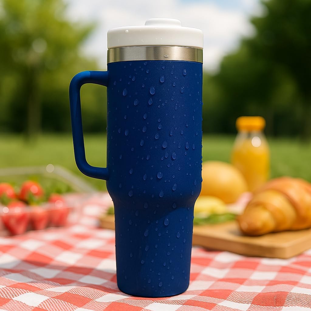 Profesyonel 304 Paslanmaz Çelik 4 Mevsim Sıcak ve Soğuk Çay Kahve Termosu Paslanmaz Çelik 1.2 Litre Termos Suluk Gezi Piknik için Ev İş Okul Spor için X55 (1200 ml - Lacivert)