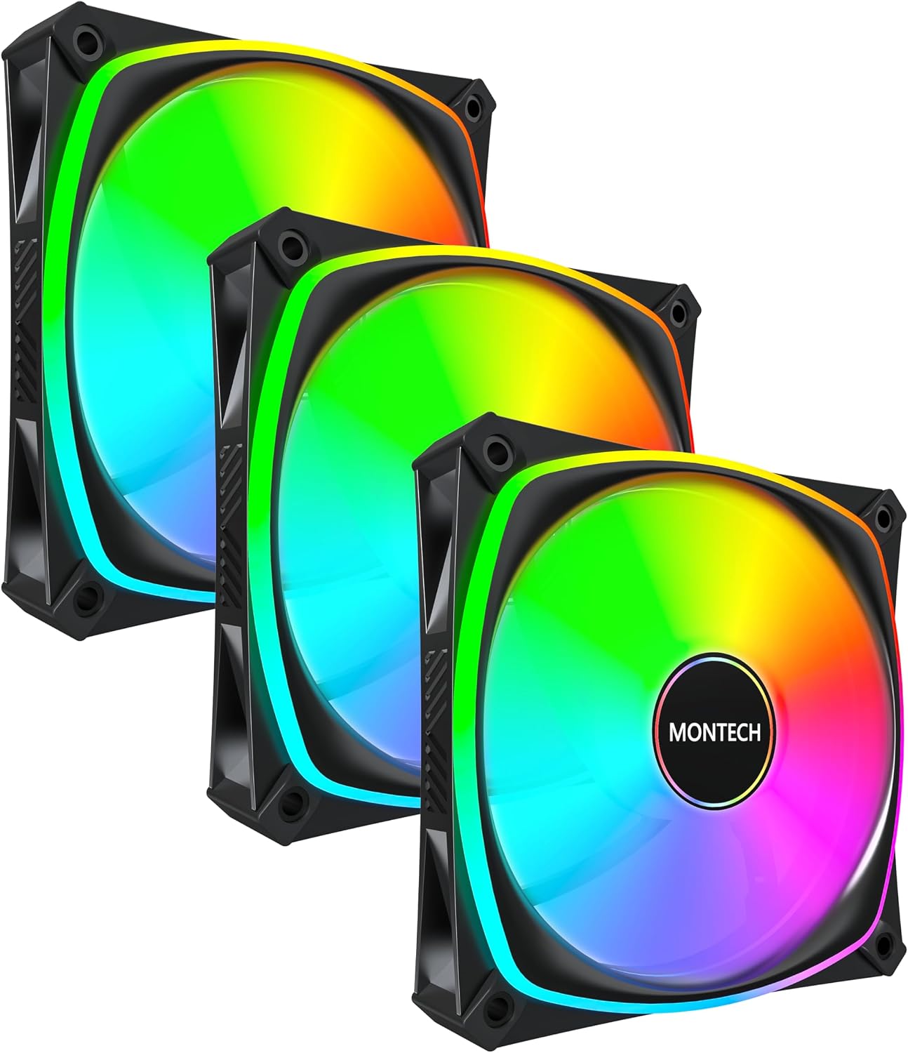 RX120 PRO ARGB PWM 120mm Fan 3'lü Paket, Üst Düzey, Ters Bıçak, 360° ARGB Aydınlatma, Tüfek Yataklı, Sessiz Düşük Gürültülü, 600–1600 RPM, Fan Göbeği Dahil, REVERSE Fan, Siyah Renk