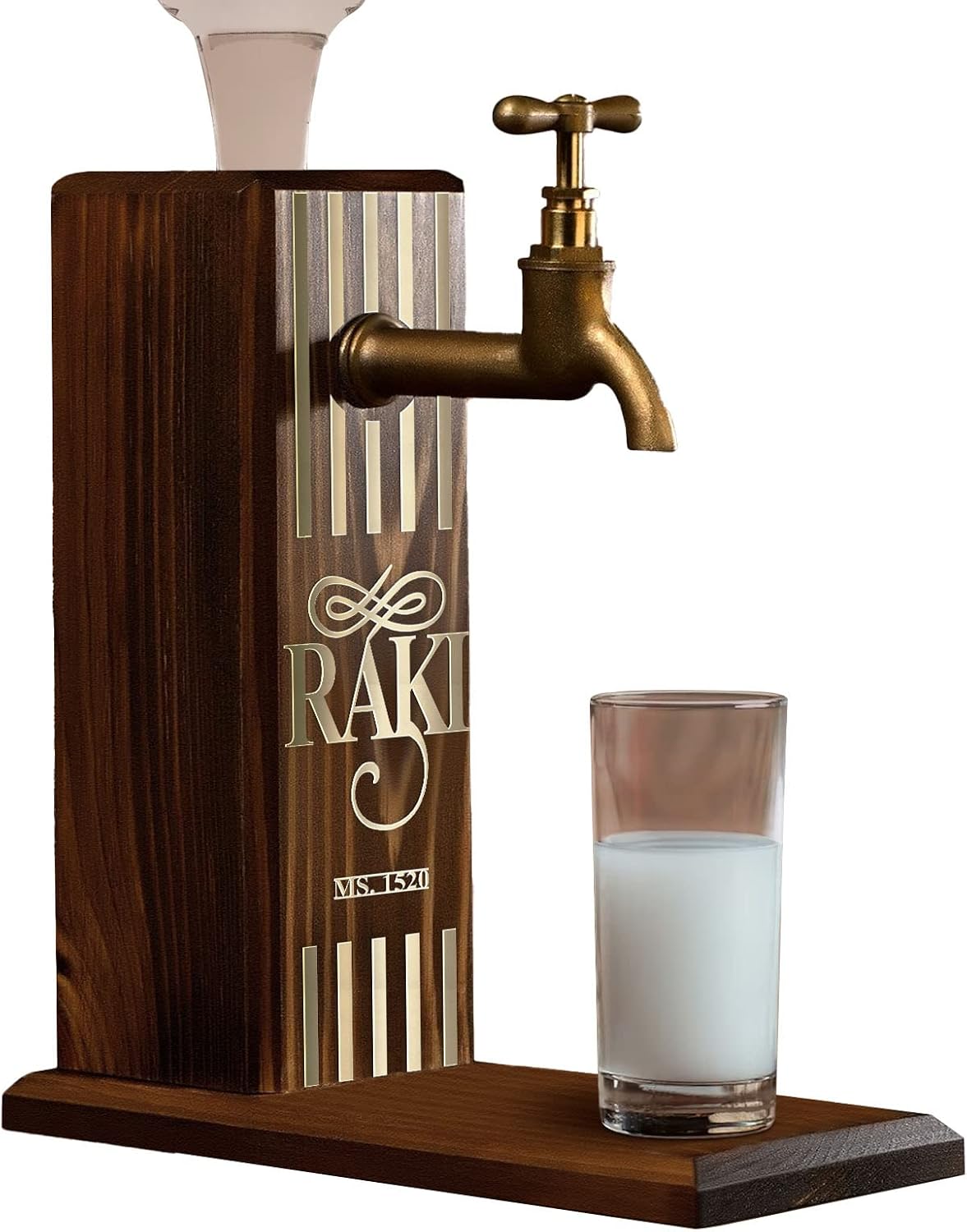 Özel Rakı Baskılı Musluklu Doğal Ahşap İçki Standı, İçki Çeşmesi, Doğum Günü Hediyesi, Ev Hediyesi, İçecek Dispenseri
