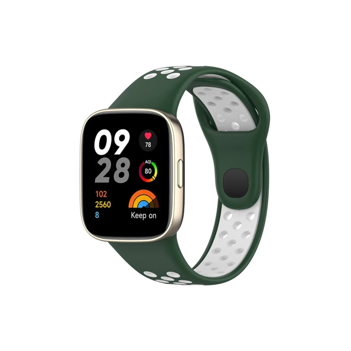 Xiaomi Redmi Watch 3 Spor Delikli Kordon - Haki Yeşil-Beyaz