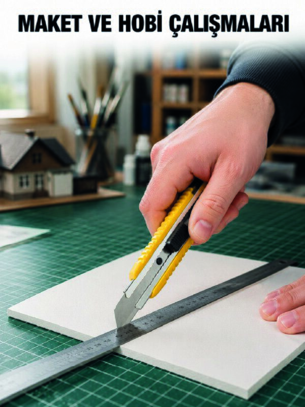 5 Adet Metal Falçata Seti Ergonomik Saplı Çelik Maket Bıçağı Koli Ambalaj PVC Kesici