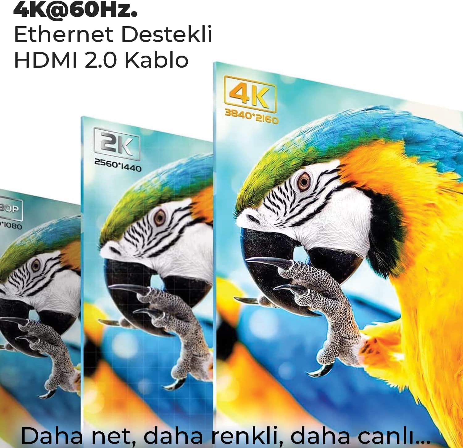 NHD05 4K@60Hz Yüksek Hızlı HDMI & Ethernet Kablosu, 18Gbps Veri Aktarım Hızı, HDMI 2.0, Full HD 3D Ready Teknolojisi, PVC Kaplama, Bilgisayar Monitörü, UHD TV, PS5, PS4 Uyumlu 5 Metre Kablo