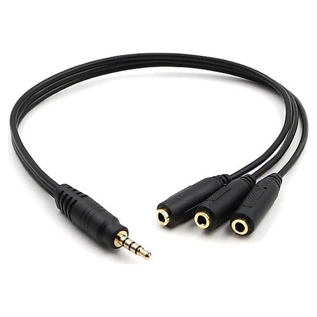 3.5 Mm Erkek * 3 Stereo Dişi Kulaklık Çoklayıcı 30 Cm Y Kablo