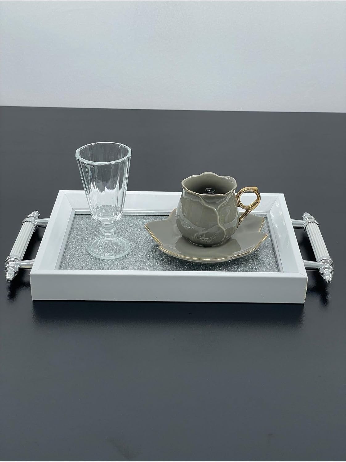 Lüks Simli Sunum Tepsisi Yaldızlı Tepsi 32 * 17CM