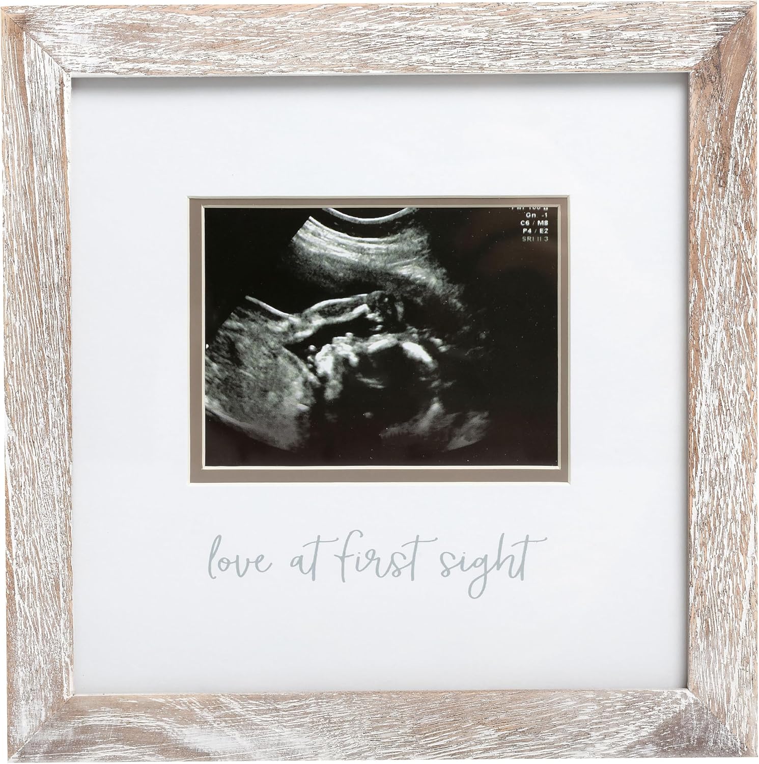 Love at First Sight Rustic Sonogram Photo Frame, Baby Keepsake Picture Frame, Gender-Neutral Nursery Deco