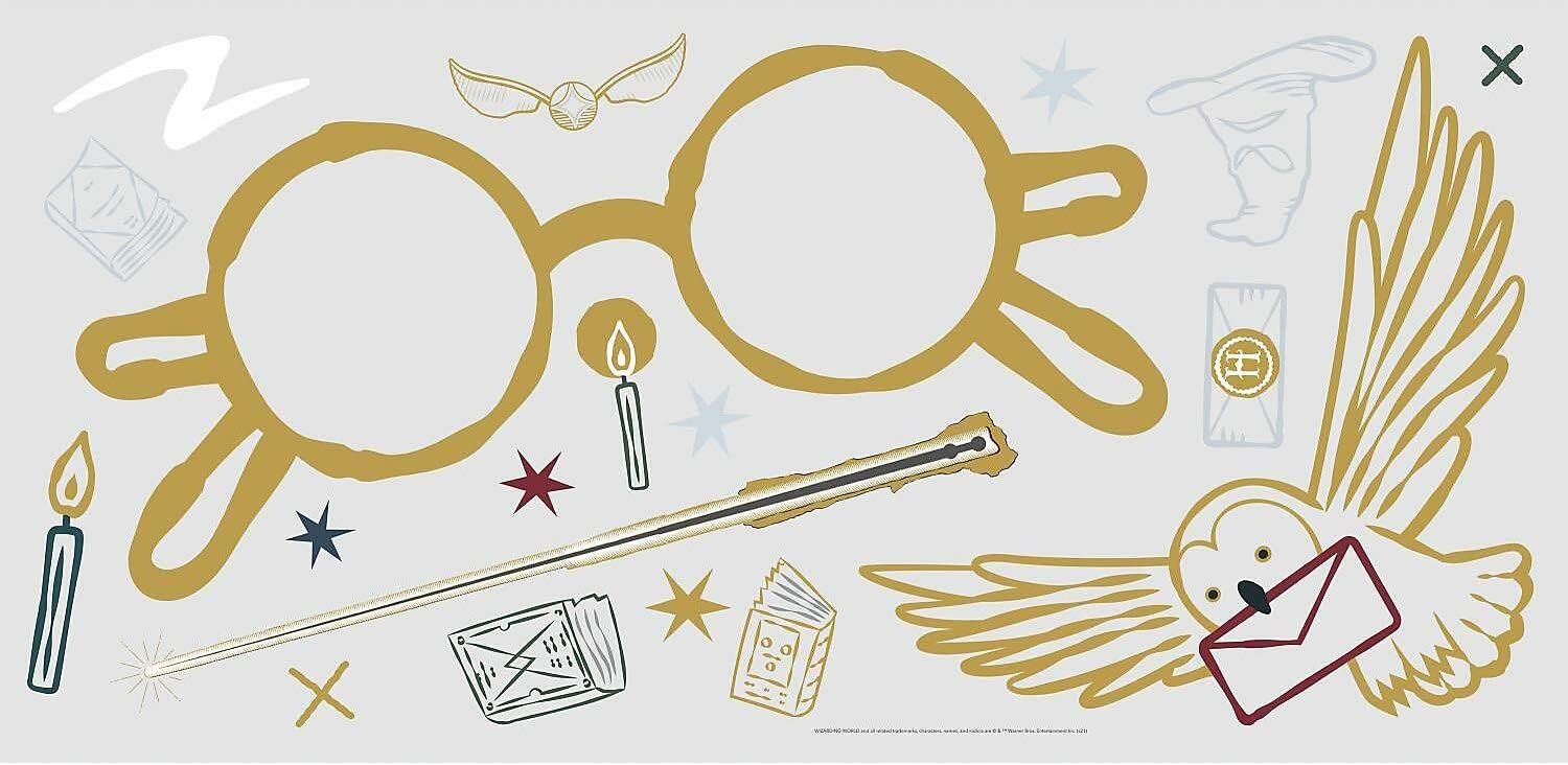 RMK4955GM Harry Potter Gözlükleri Dev Soyma ve Çubuk Duvar Çıkartması