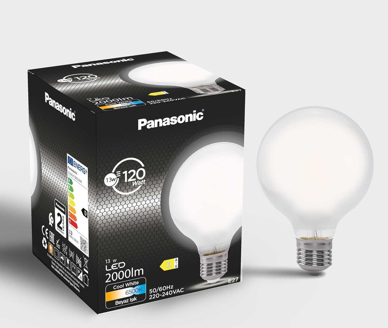 Filament Ampul E27 13W 2000LM 6500K Milky