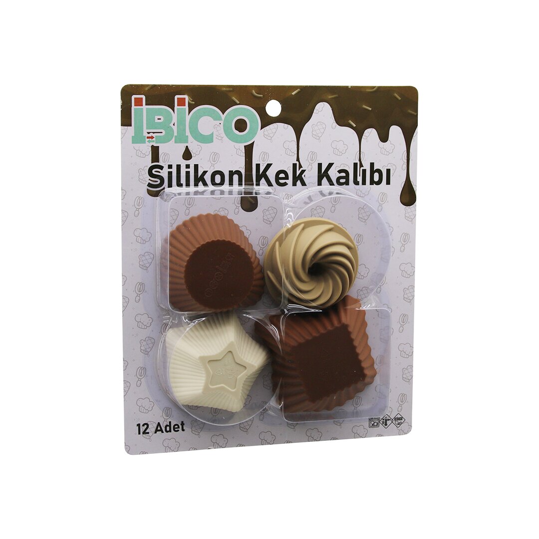 12PCS RENKLİ SİLİKON MUFFİN - KEK KALIP MİX ŞEKİL= 3-DİKDÖRTGEN - 3-YUVARLAK - 3-RÜZGAR GÜLÜ - 3-YILDIZ