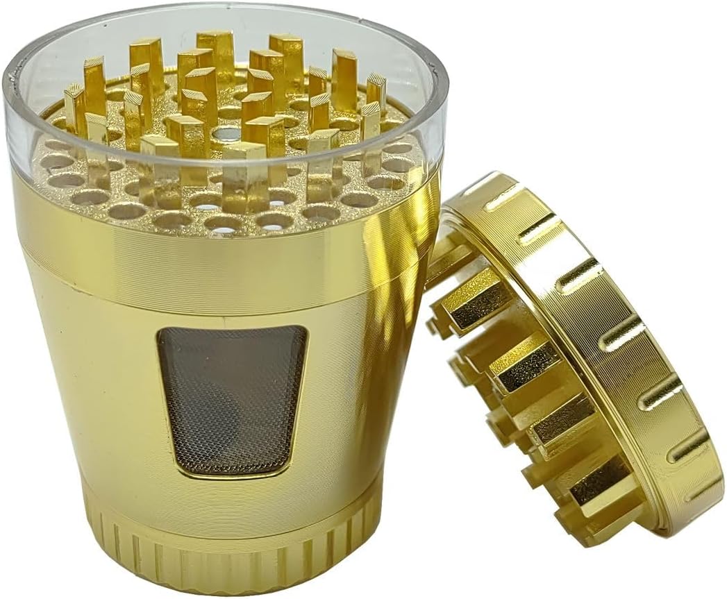 50 mm. Gold Pencereli Tütün Baharat Herbal Öğütücüsü Parçalayıcı rc82gld