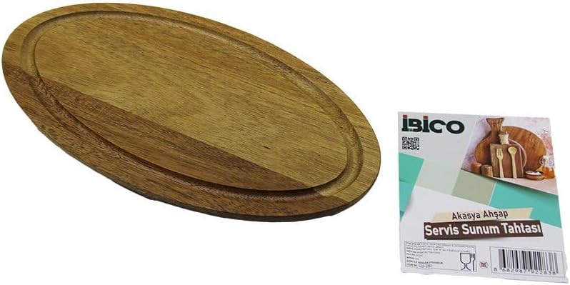 Oval Ahşap Servis Sunum Tepsi, 24.8 x 13.8 x 1.4 cm, CHRMK12201, Akasya