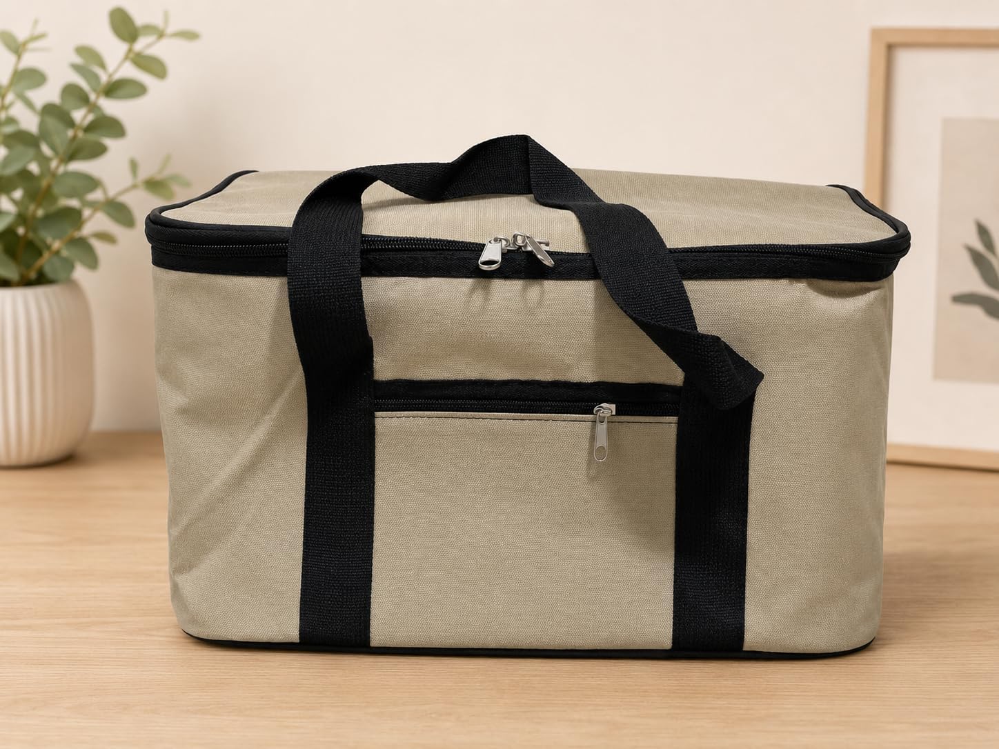 DORDOİ Krem Rengi 22 Litre Termal Piknik ve Taşıma Çantası – Su Geçirmez Kumaş, Kalın Yalıtımlı İç Kaplama, 2 Bölmeli Soğuk-Sıcak Tutucu Çanta (39x27x23 cm)