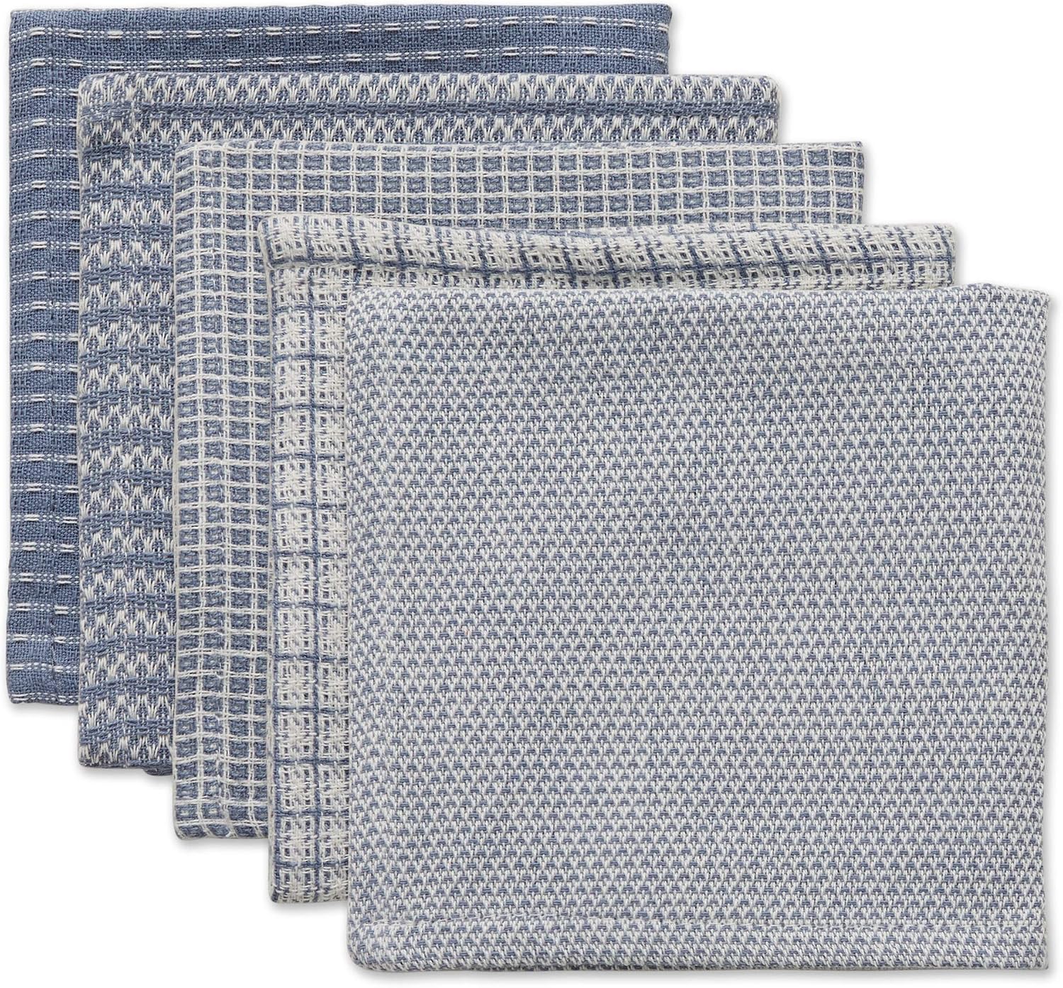 Everyday Kitchen Collection Karışık Bulaşık Bezi Seti, 12x12, Taş Yıkama Mavisi, 5 Adet