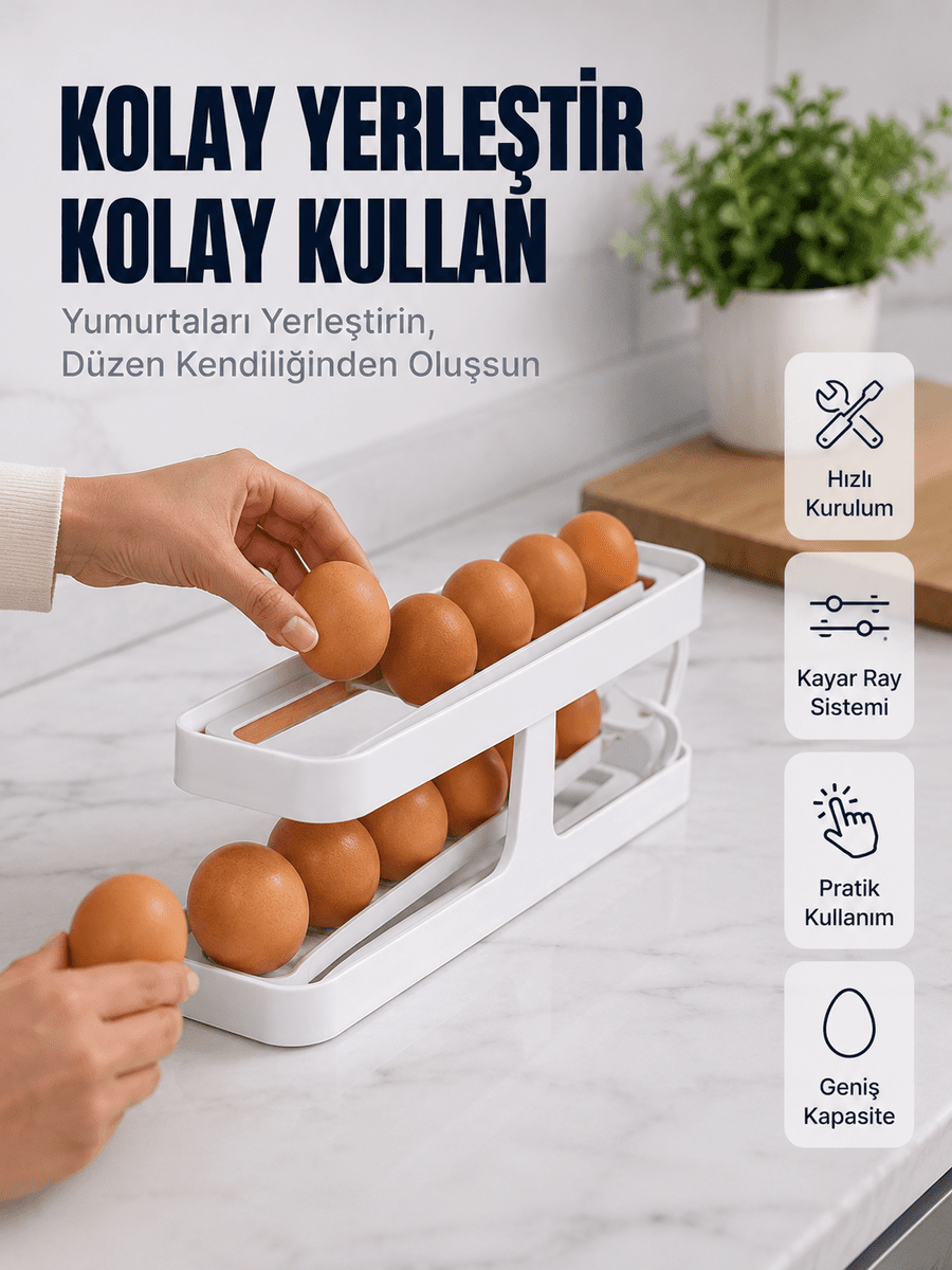 Yumurta Düzenleyici Organizer Buzdolabı İçin Yer Tasarruflu Saklama Rafı